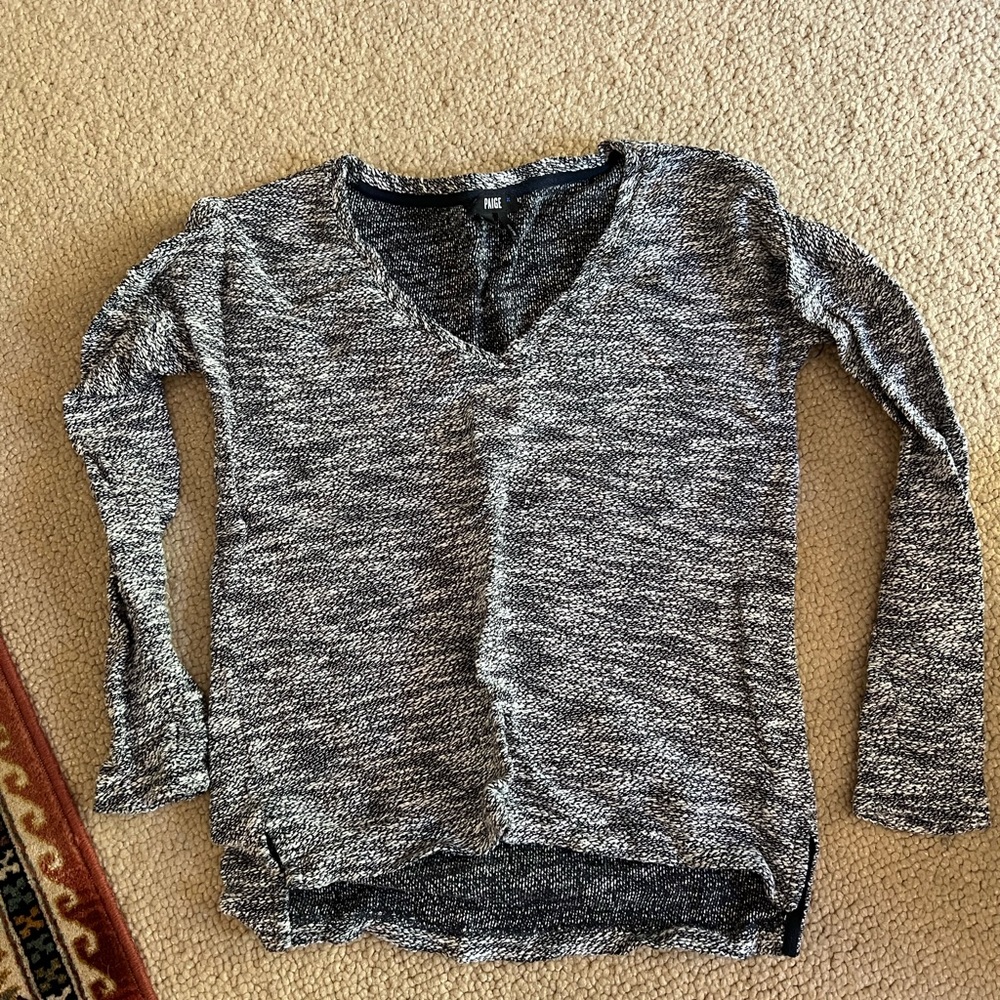 Paige Black and White V Neck Sweater